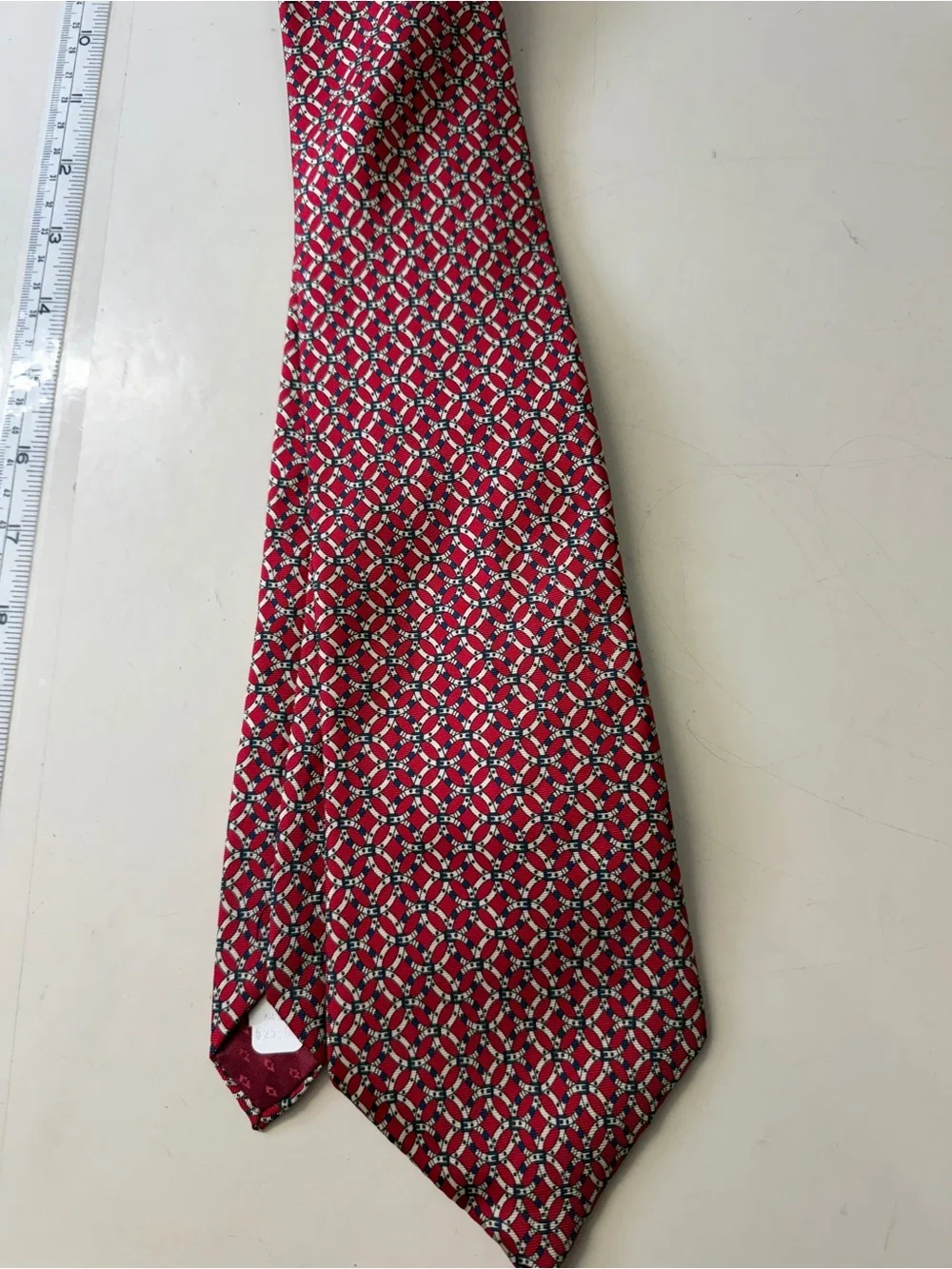 Men's Red Interlocking Geometric Tie